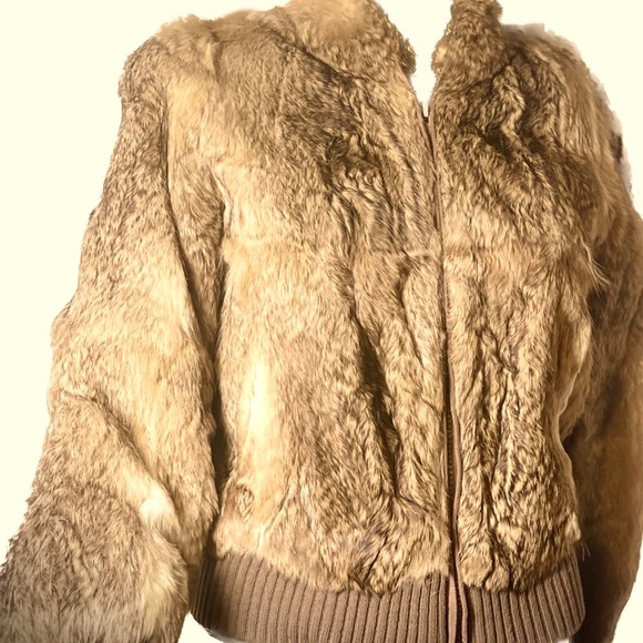 Dino Rocco Natural Genuine Rabbit Fur Size Small - Picture 1 of 6